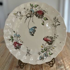 Johnson Brothers Vintage Floral Dinner Plate in Cream with Red & Blue Accents